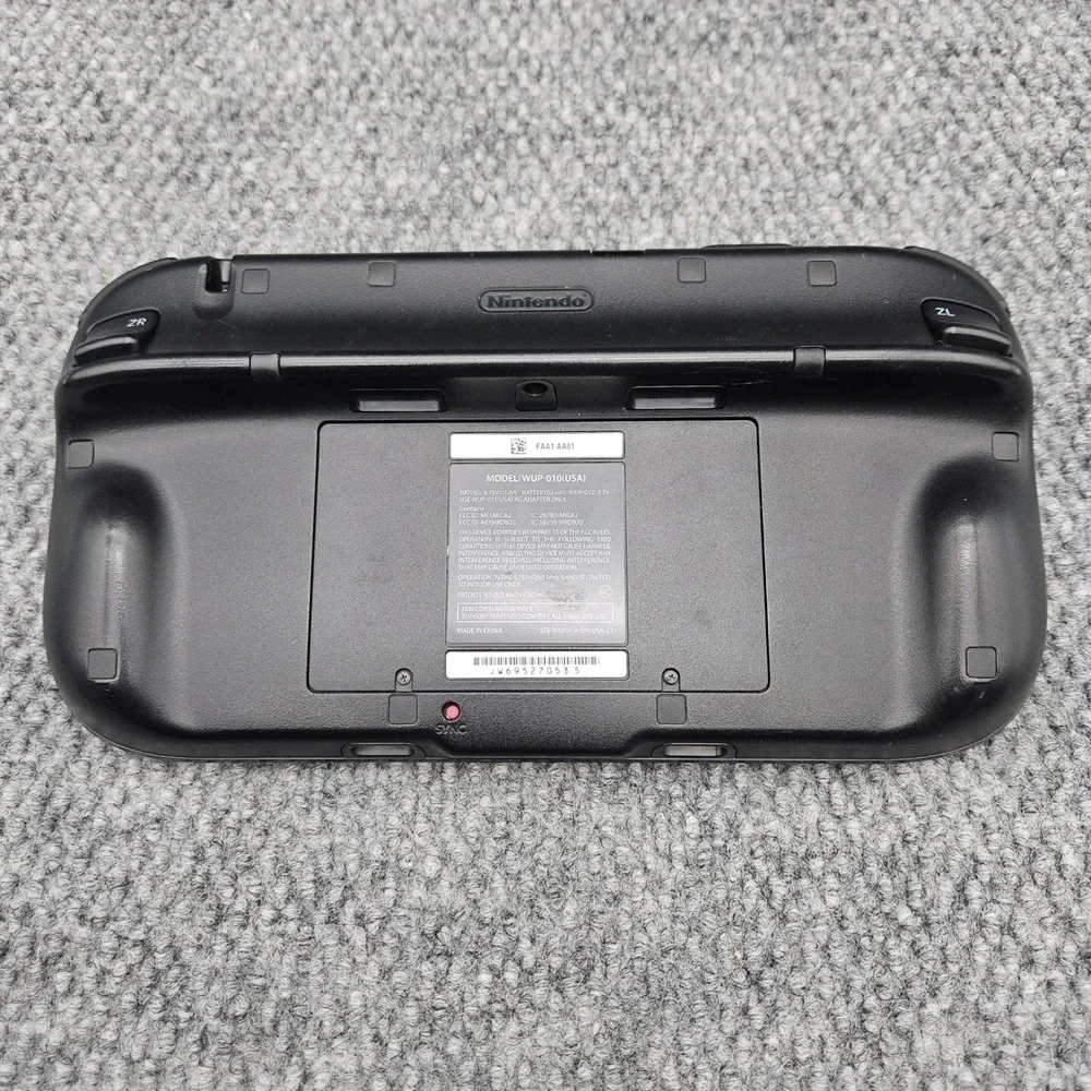 Nintendo Wii U GamePad Black WUP-010 Controller Gaming Power Cord (Tested Works)